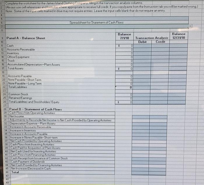  please help me olole 1 Complete the worksheet for the James