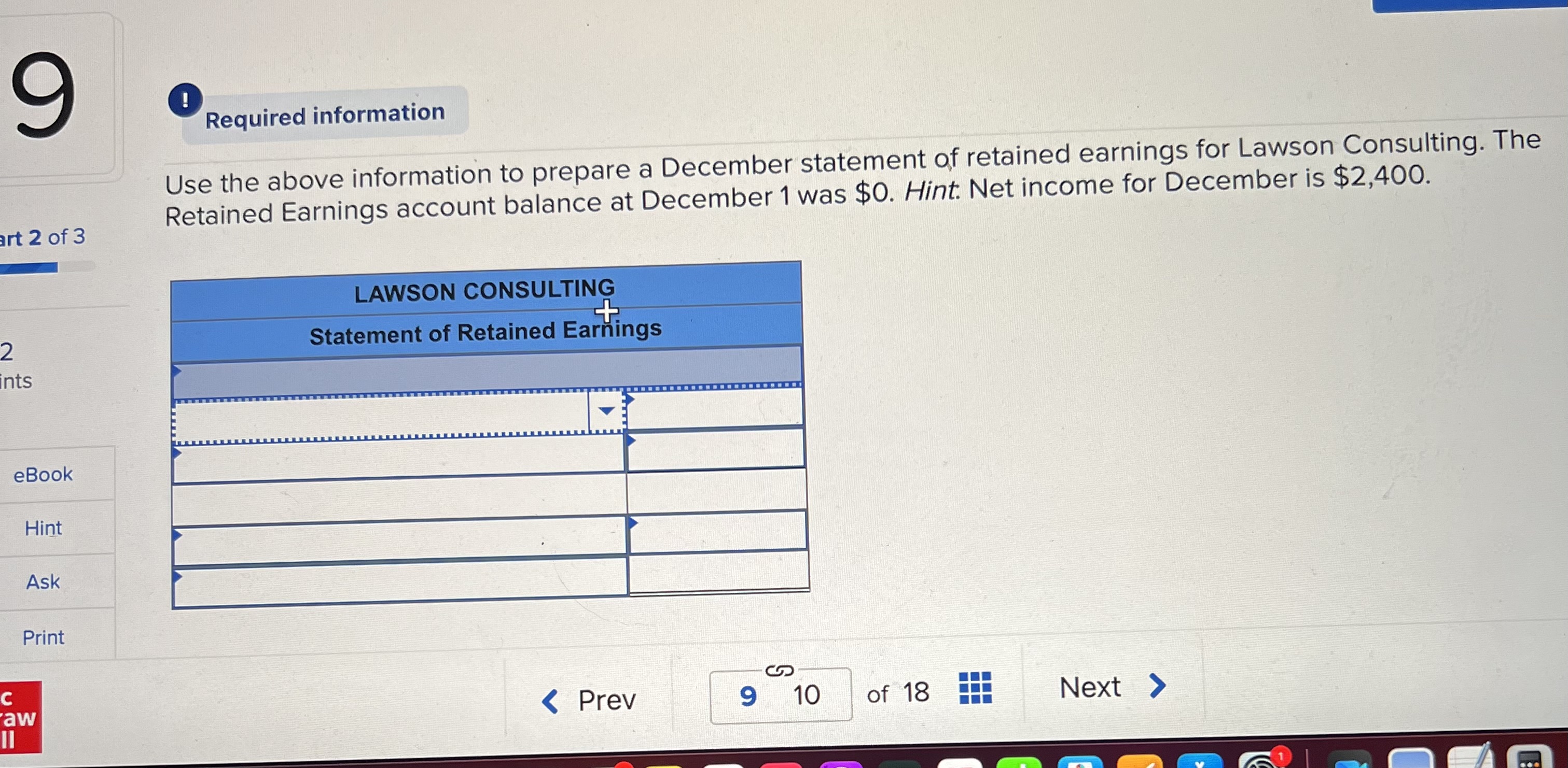 (Algo) [The following information applies to the questions displayed below.] Lawson Consulting
