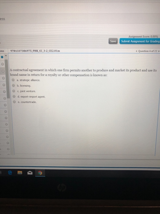  ess Assignment Score: 0.00% Submit Assignment for Grading Save ans 9781337336975