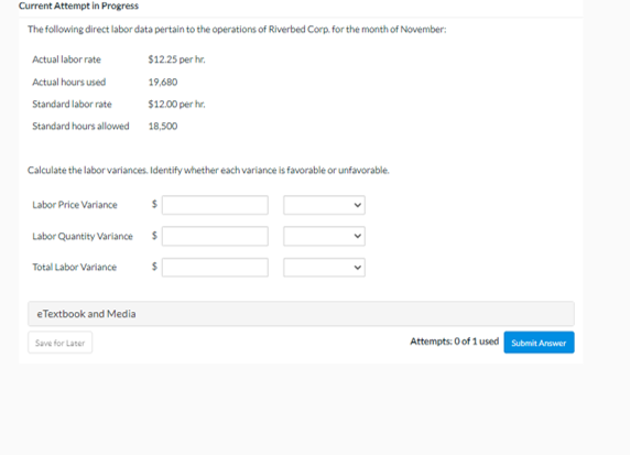  Current Attempt in Progress The following direct labor data pertain to