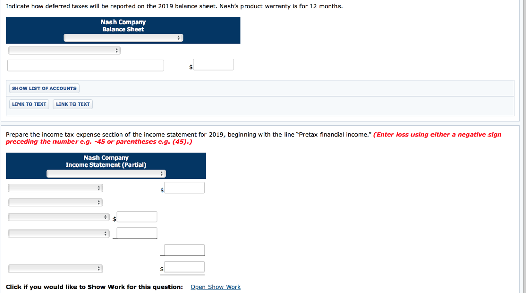 financial income Excess depreciation expense on tax return Excess warranty expense in
