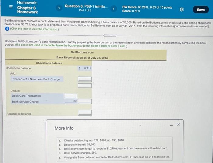  Homework: 5 Chapter 6 Question 3, P6B-1 (simila... HW Score: 65.28%,