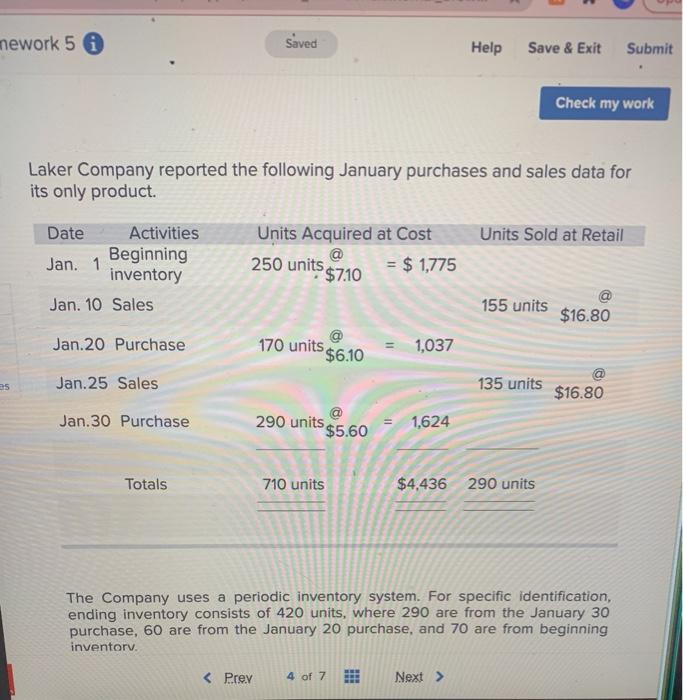  mework 5 0 Saved Help Save & Exit Submit Check my