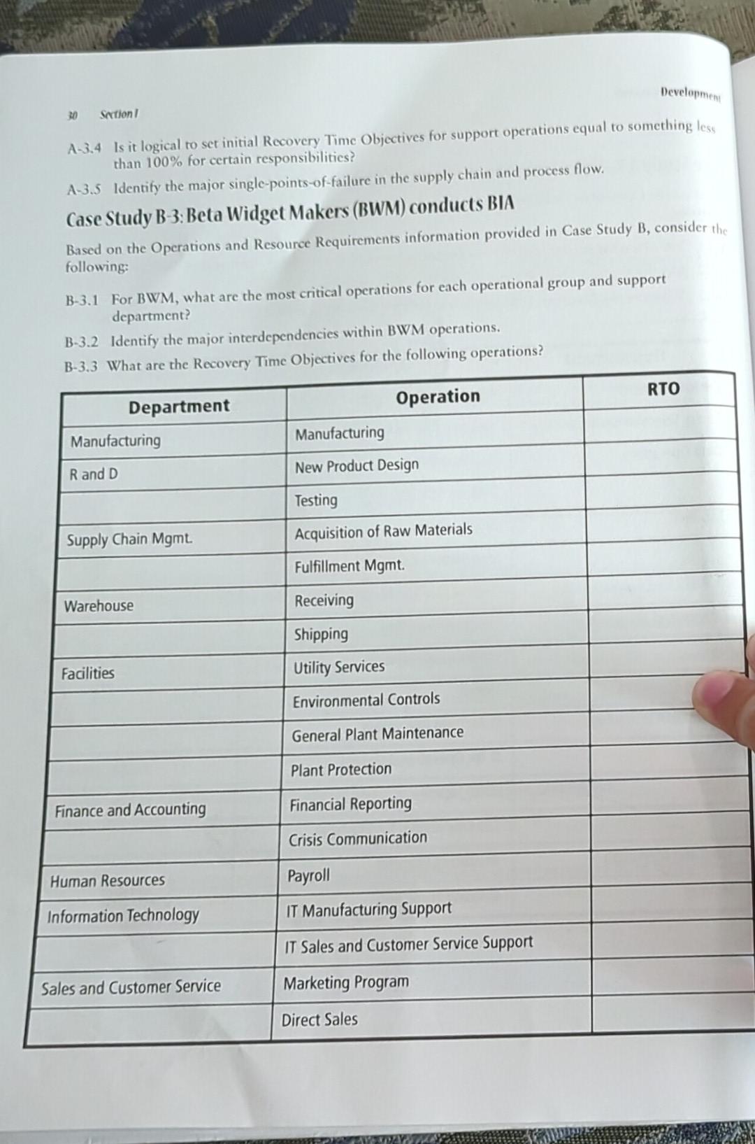 Investment Services (AIS) conducts BIA Based on the Operations and Resource Requirements