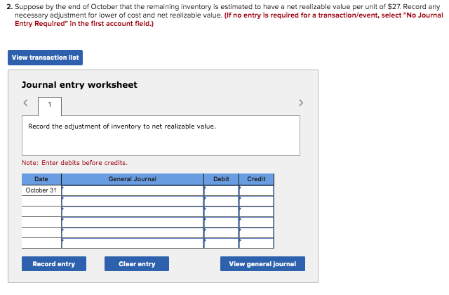 a partial income statement, and adjust for the lower of cost and