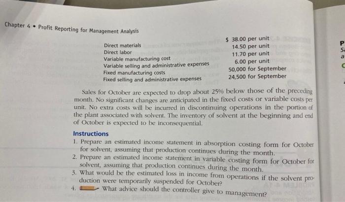 A PROBLEM 4-1A Absorption and variable costing income statements Objectives 1, 2