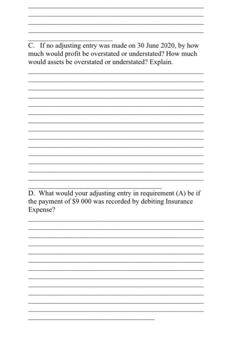  C. If no adjusting entry was made on 30 June 2020,