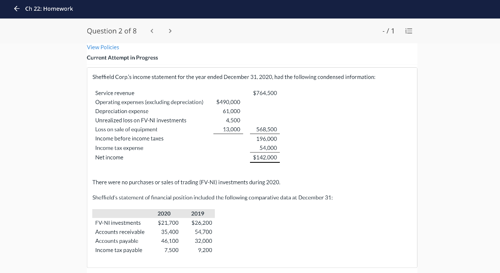 + Ch 22: Homework Question 2 of 8 > - /1