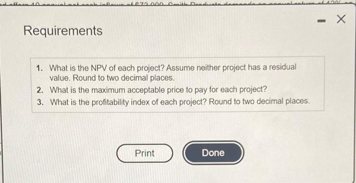 in the following projects Project A Costa $280,000 and offers eight annual