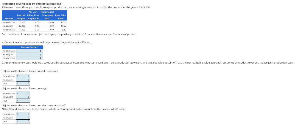  Processing beyond split-off and cost allocations A L-A-Buzz makes three products