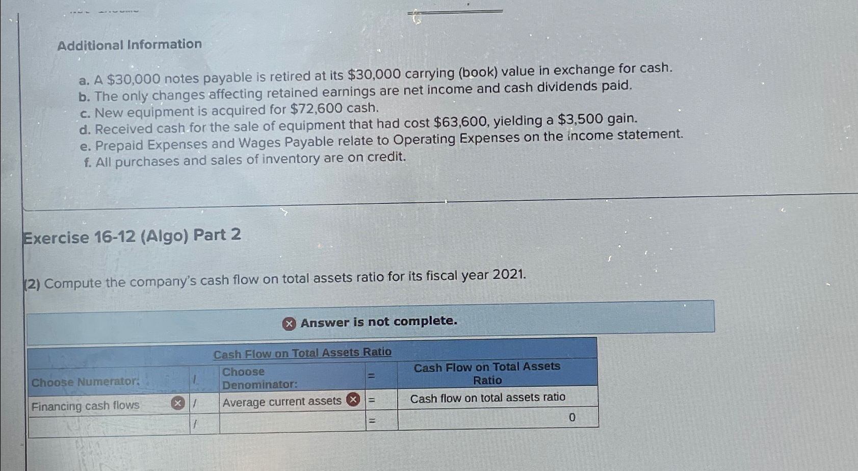  Additional Information a. A $30,000 notes payable is retired at its