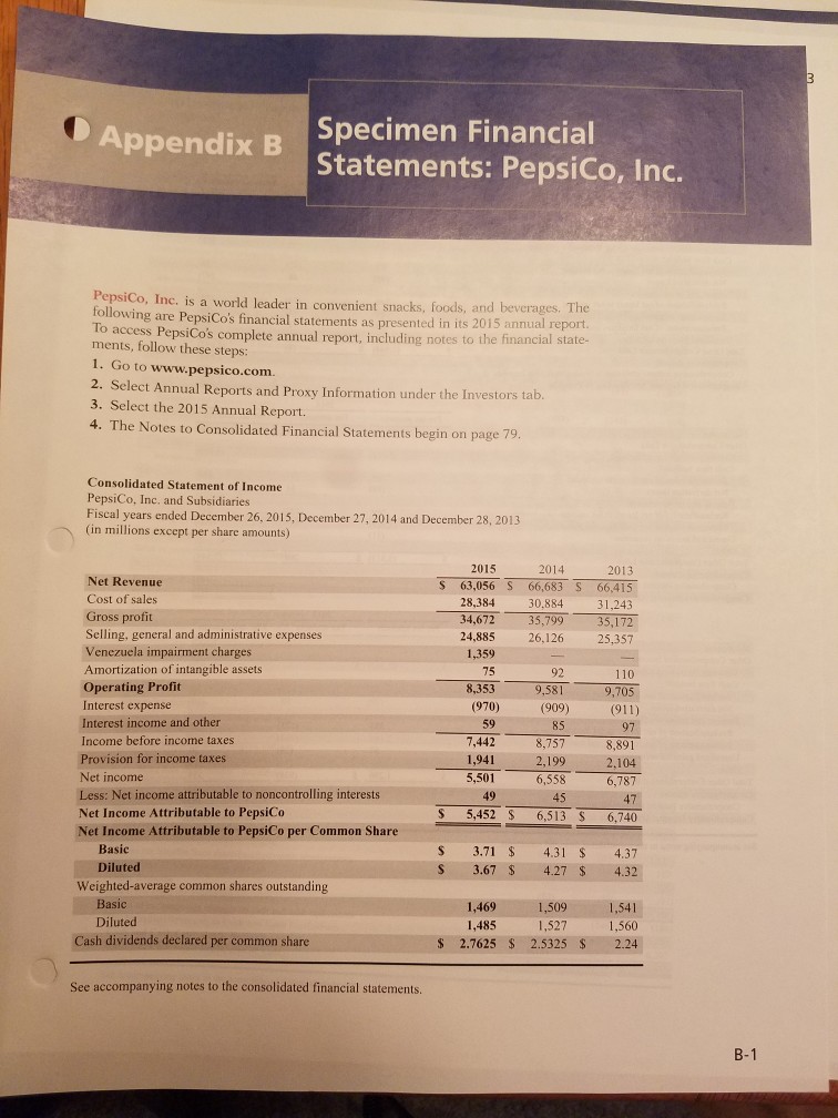 PepsiCo, Inc. vs. The Coca-Cola Company CT7-2 PepsiCo's financial statements are presented