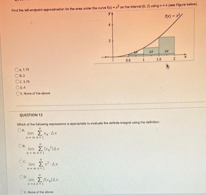  Find the left-endpoint approximation for the area under the curve f(x)