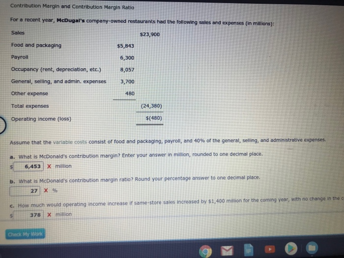  i need help Contribution Margin and Contribution Margin Ratio For a