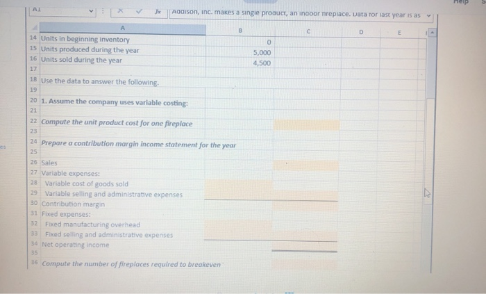 product, an Indoor fireplace, and has provided data from last year of