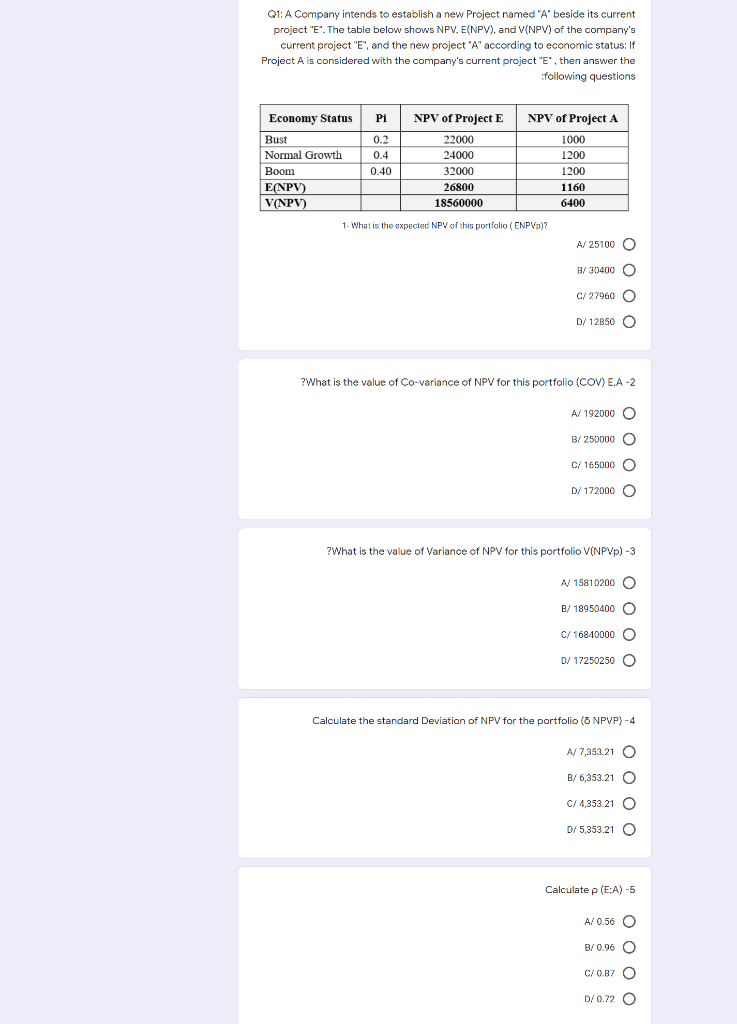 : Suppose we have an investment project with initial expenditure equal to