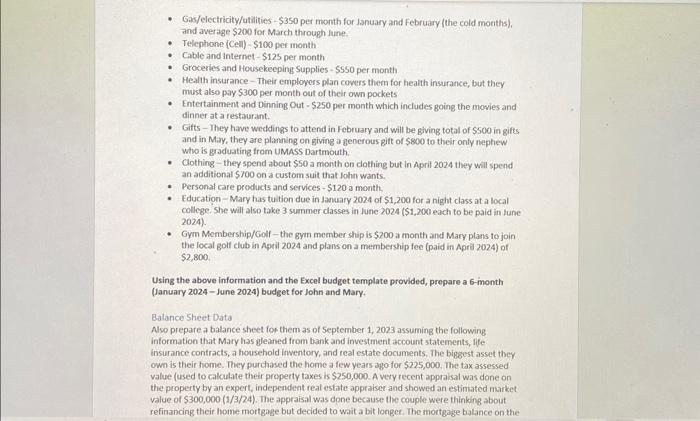 budget (for the period January 2024 through June 2024) and a personal