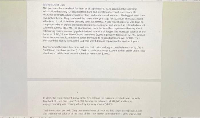 balance sheet. Please be sure to read the case carefully, enter the