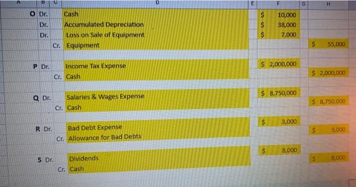 listed on the "Chart of Accounts" tab in your journal entries. 37