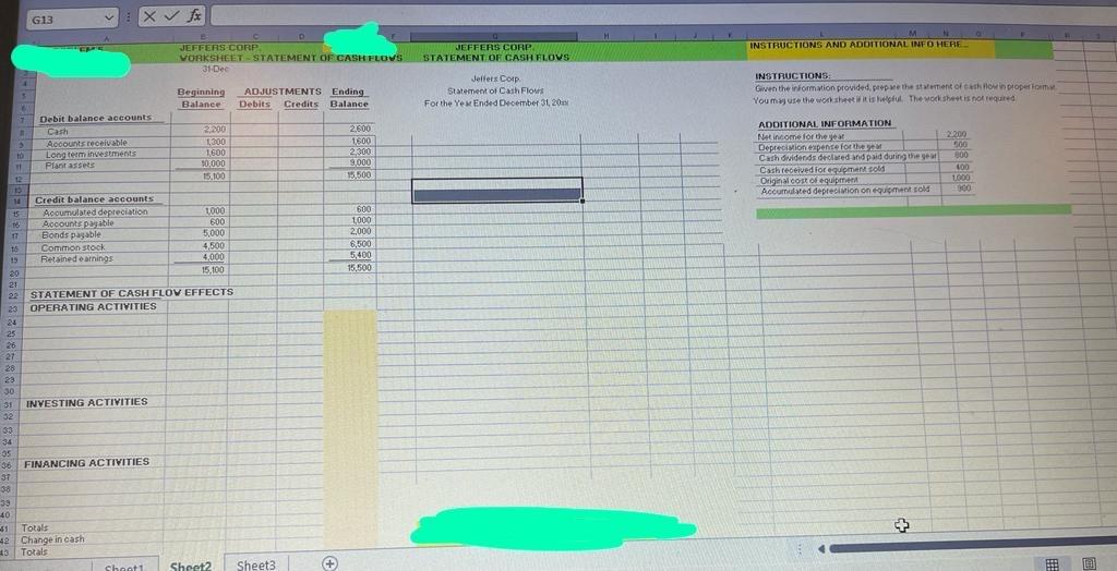 G13 x fx INSTRUCTIONS AND ADDITIONAL INFO HERE JEFFERS CORP VORKSHEET