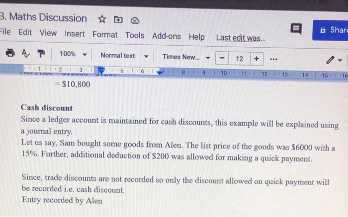  3. Maths Discussion D File Edit View Insert Format Tools Add-ons