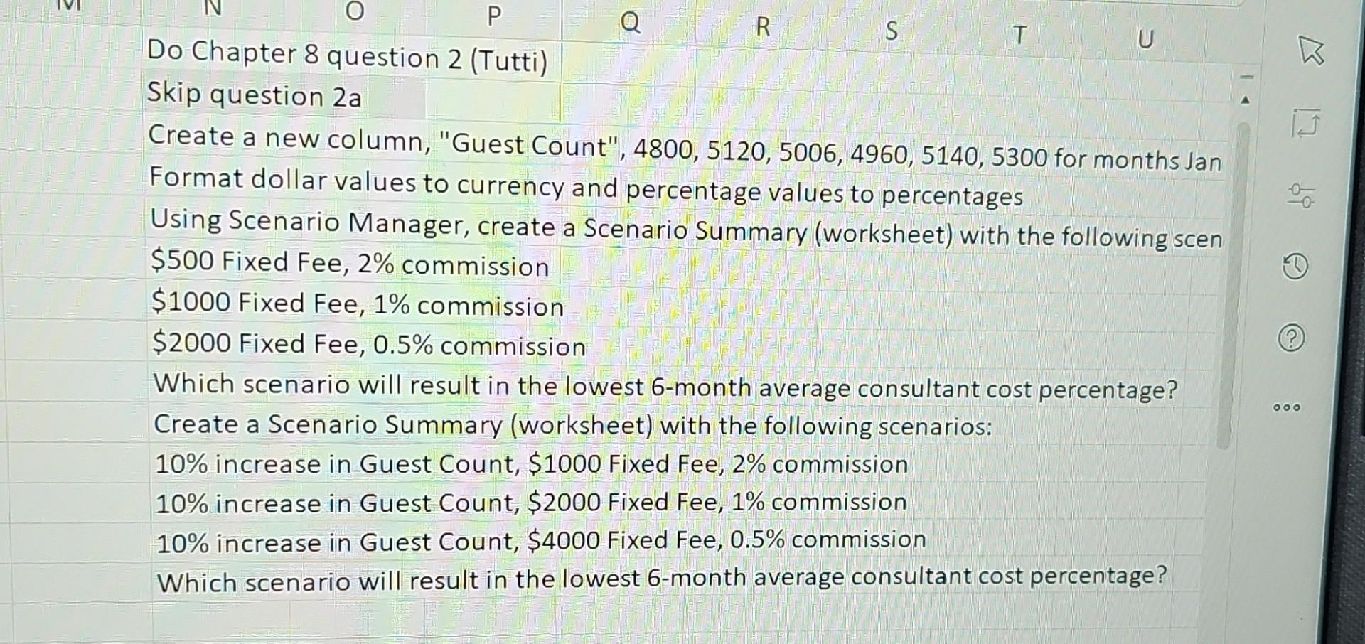 new column, "Guest Count", 4800, 5120, 5006, 4960, 5140, 5300 for months