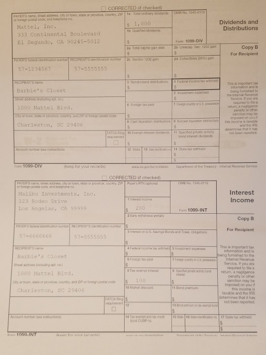 personal shopping company, Barbie's Closet. It operates on a calendar year end.