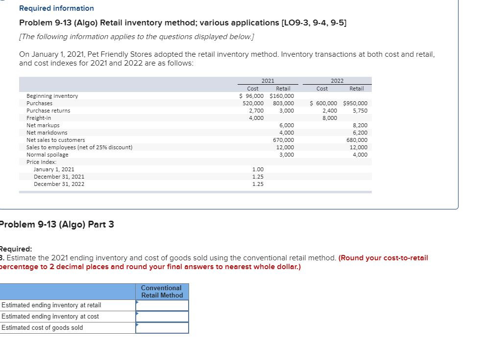 January 1, 2021, Pet Friendly Stores adopted the retail inventory method. Inventory