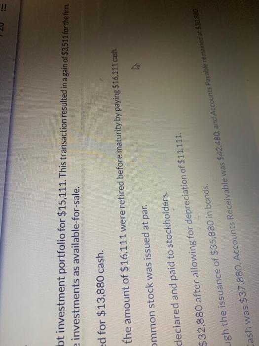 31, 2024. During 2025, the following occurred. 1. Bonita Inc. sold part