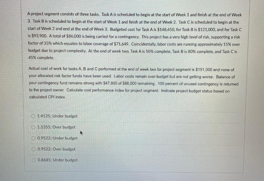 to begin at the start of Week 1 and finish at the