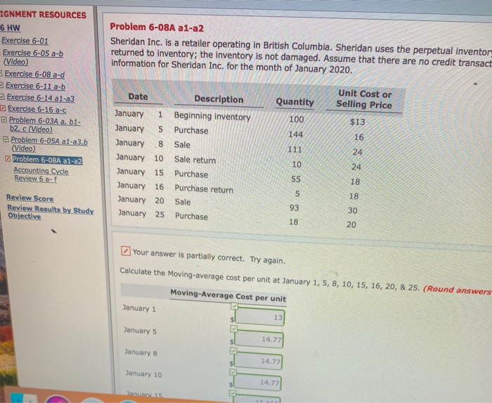  Problem 6-08A a1-a2 Sheridan Inc. is a retailer operating in British