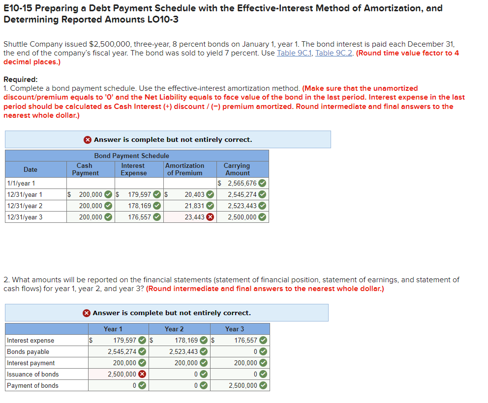 Please fix E10-15 Preparing a Debt Payment Schedule with the Effective-Interest
