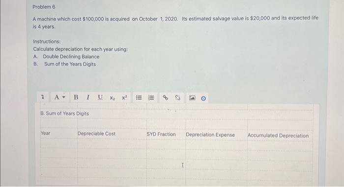 $100,000 is acquired on October 1, 2020. Its estimated salvage value is