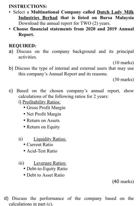  INSTRUCTIONS: . Select a Multinational Company called Dutch Lady Milk Industries