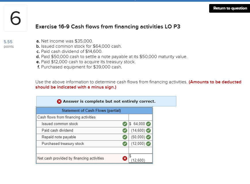 please help me to fix this Return to question Exercise 16-9 Cash