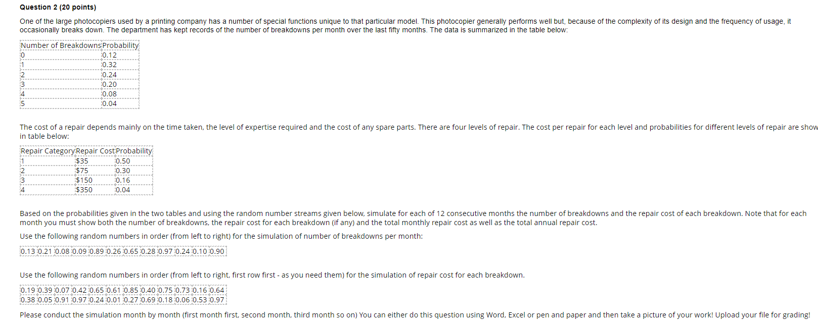 Rental Car Agency rents cars in a small town. It wants to