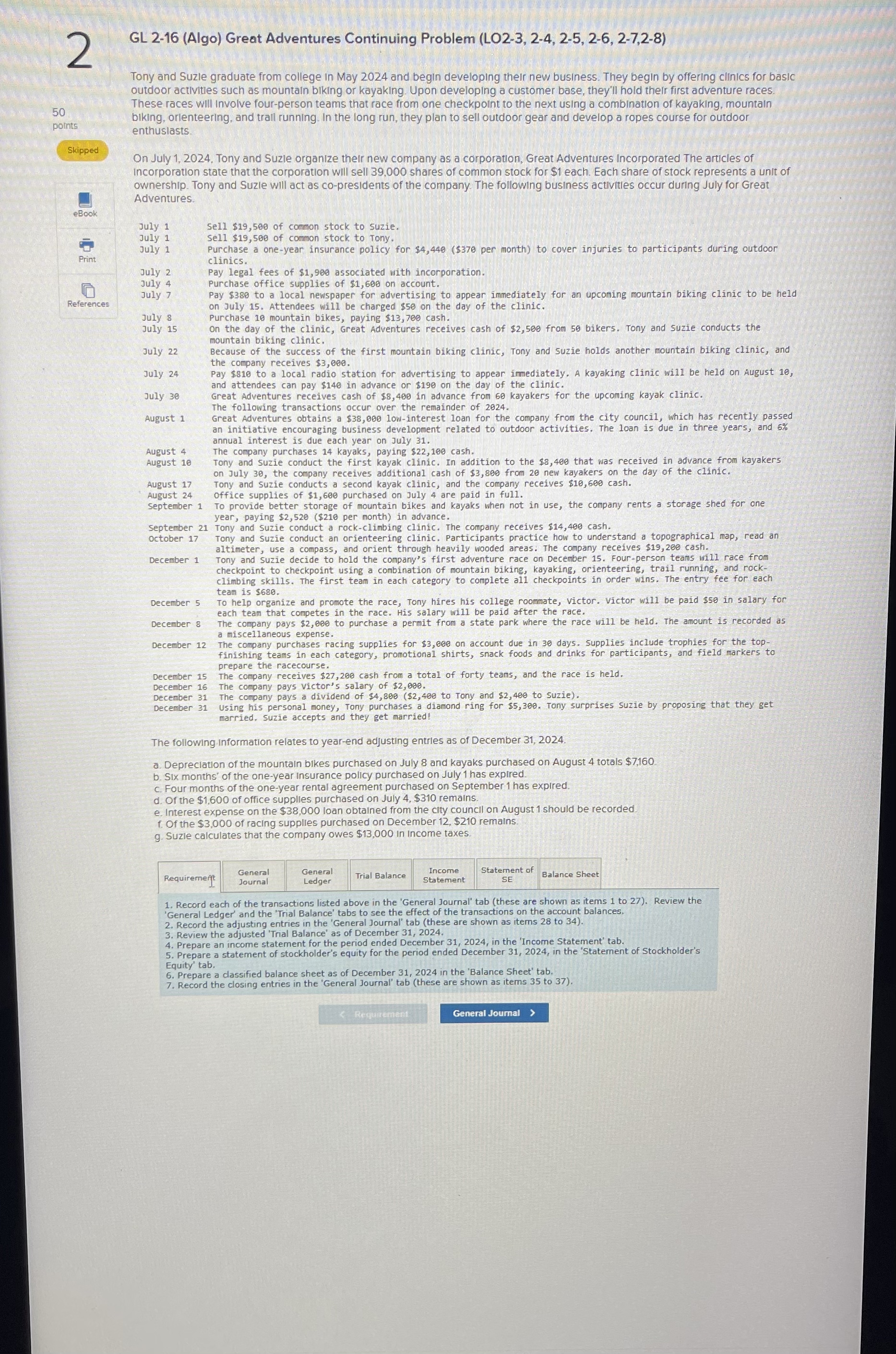  GL 2-16(Algo) Great Adventures Continuing Problem (LO2-3,2-4,2-5,2-6,2-7,2-8)Tony and Suzle graduate from