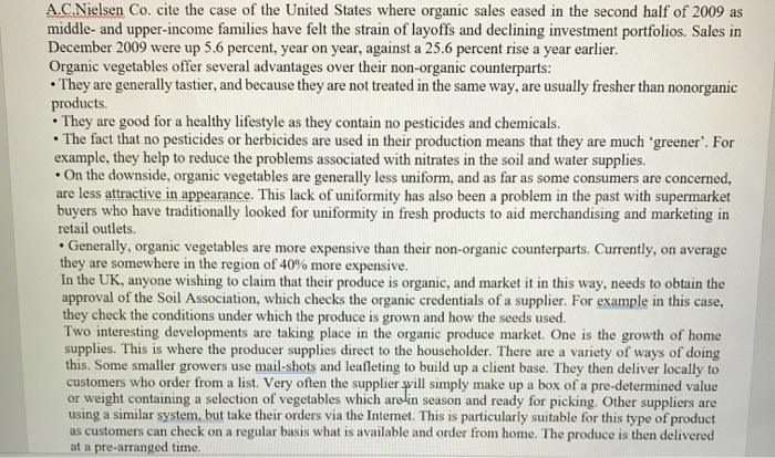 should use to market his Organic vegetables since this is a new