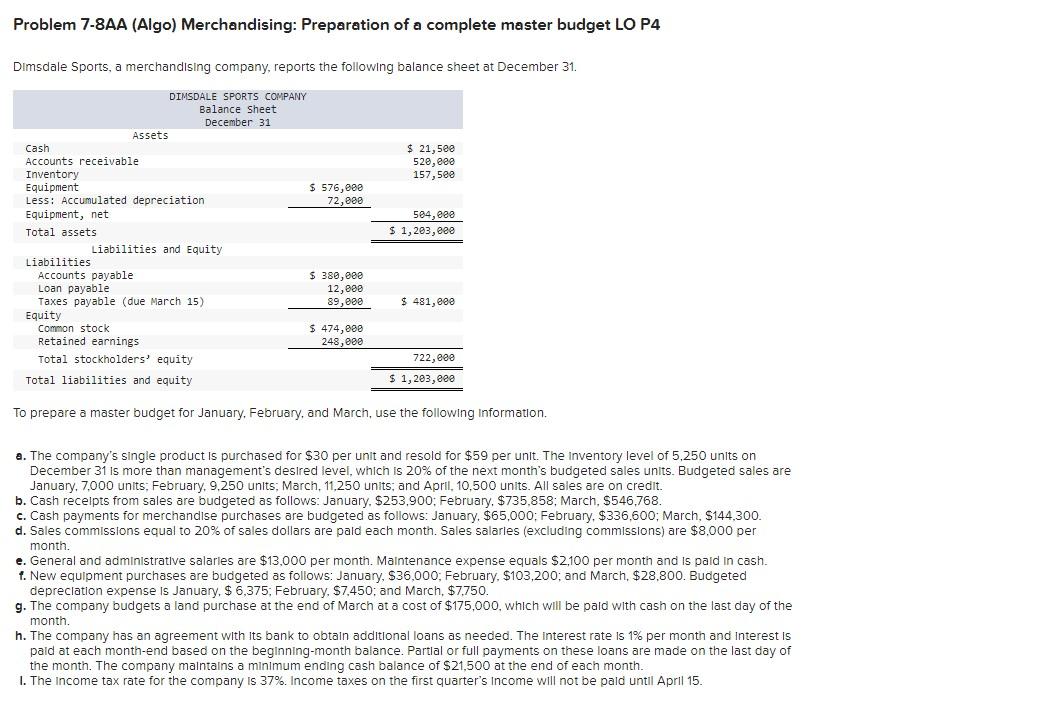 sheet as of March 31. Complete this question by entering your answers