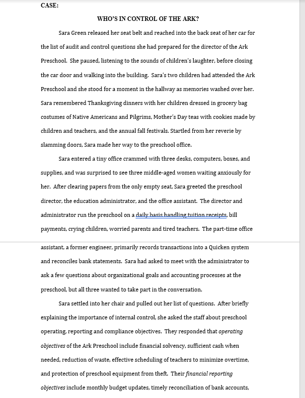 1) Using COSO (2013), identify principles of effective control and associated risks