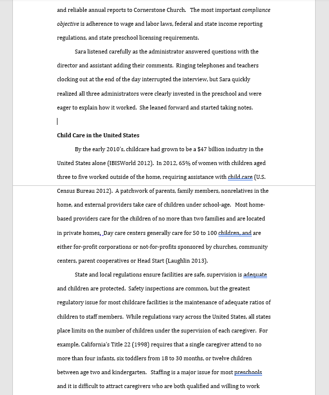 that could threaten preschool objectives. Create a chart using the following headings.