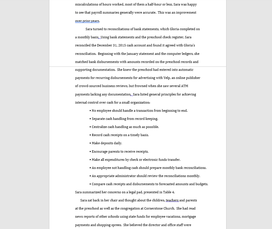 COSO principle (listed under Principles). Then list the Risks that this situation