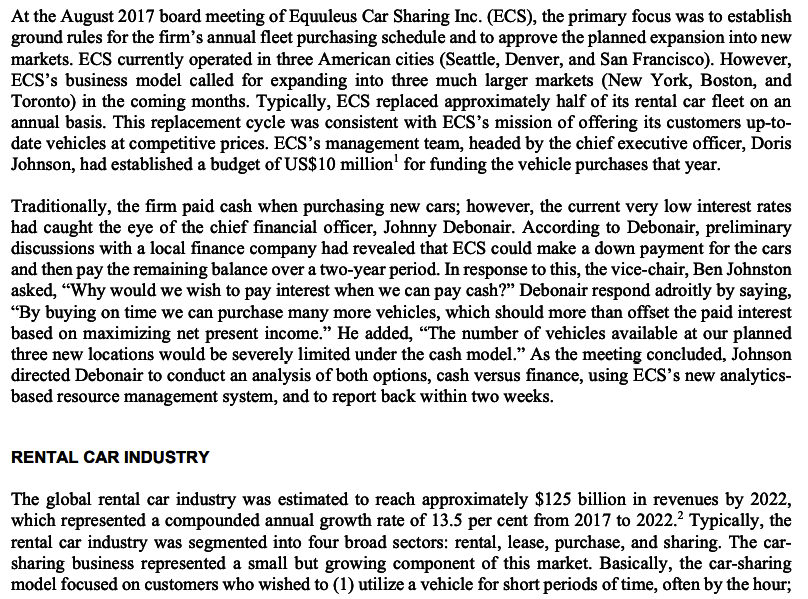 Based on the case, Answer my question. Case: Equuleus Car Sharing.: Revenue