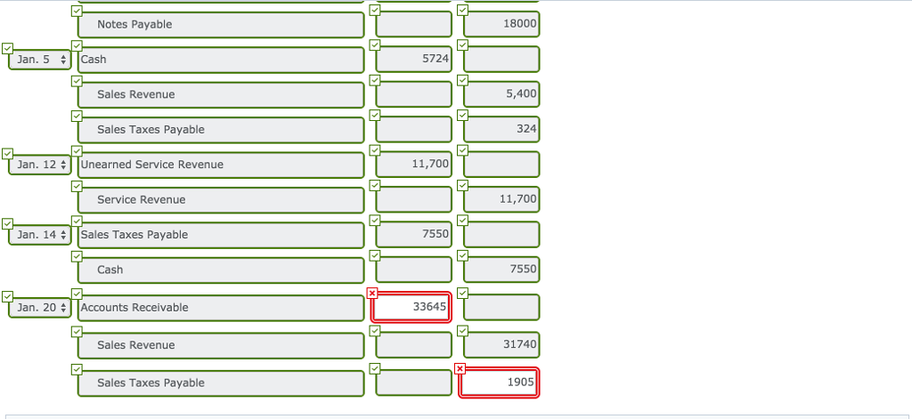 of Sunland Company contained these liability accounts. Accounts Payable Sales Taxes Payable