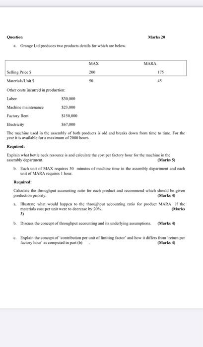  kindly answer it properly ASAP Question Marks 20 a Orange Lid