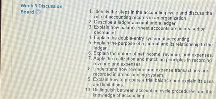Answer 2 Questions Week 3 Discussion Board 1. Identify the steps in