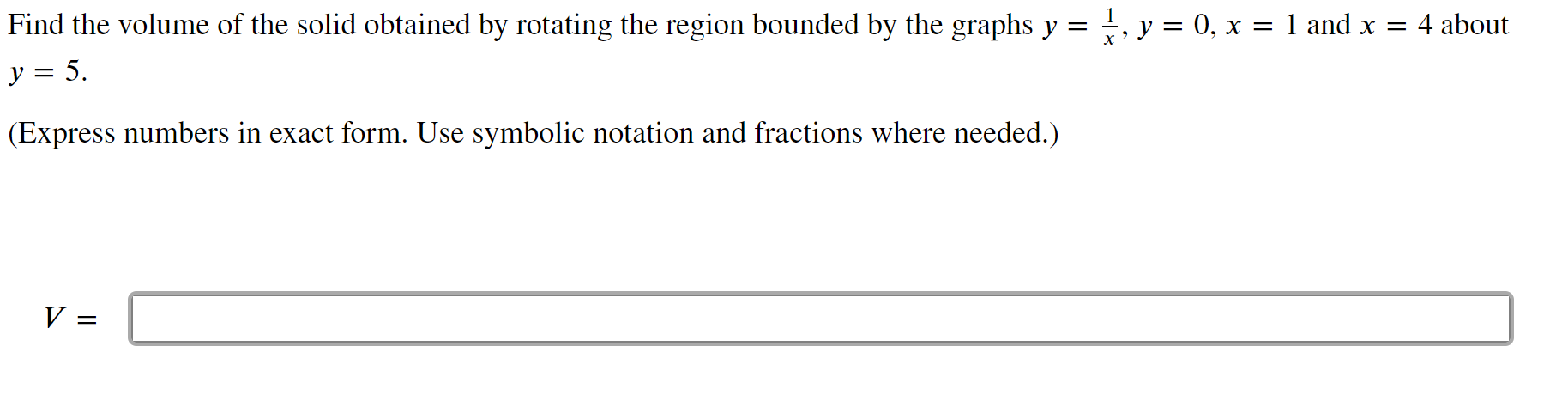 Find the volume of the solid obtained by rotating the region bounded