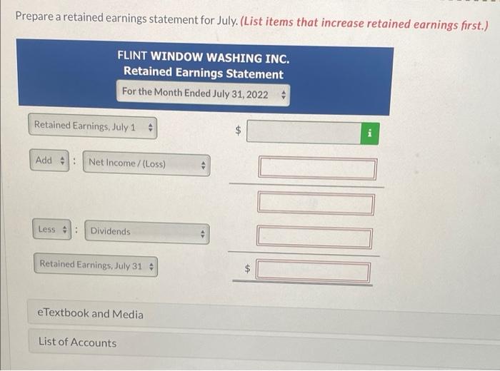 WASHING INC. Trial Balance July 31, 2022 Debit Credit Cash 6.200 $