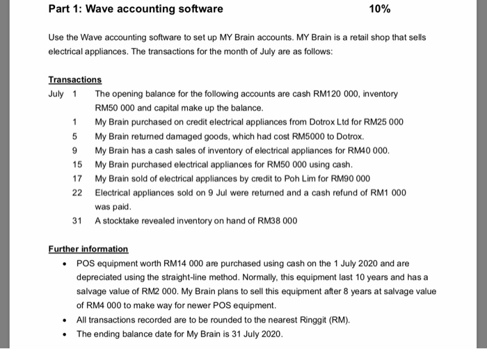 Wave accounting software. must include journal entry, trial balance, balance sheet,