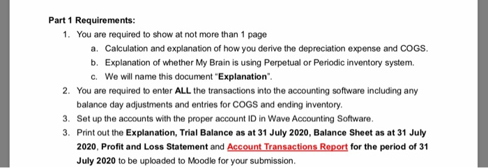 profit and loss statement and account transaction report. Thankyou in advanced Part